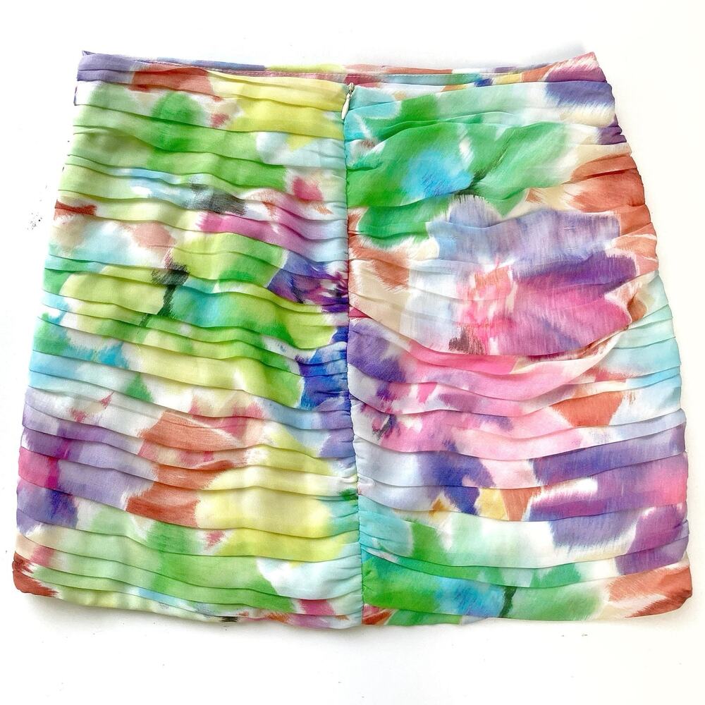 Zara Watercolor Ruffle Mini Skirt Y2K Pastel Floral Bodycon Summer Vacation NEW - Picture 12 of 15